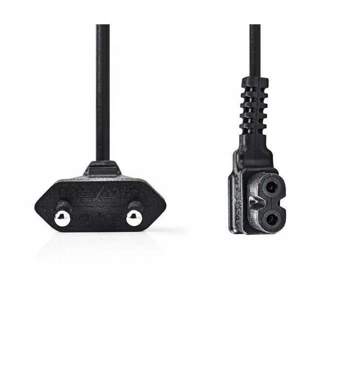 cablu de alimentare euro tata 2 pini iec 320 c7 cotit 2m nedis 1