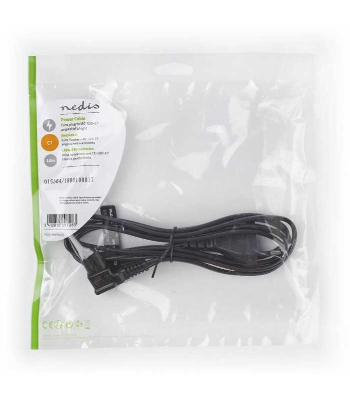 cablu de alimentare euro tata 2 pini iec 320 c7 cotit 2m nedis 2