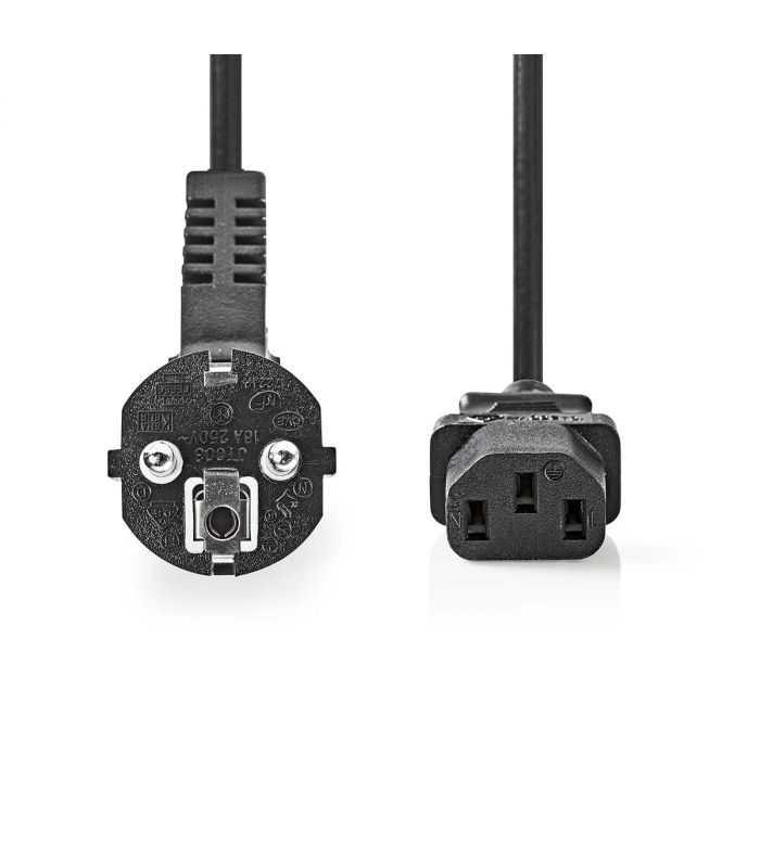 cablu de alimentare pc ups schuko tata cotit iec 320 c13 2m cupru 10a negru nedis 2