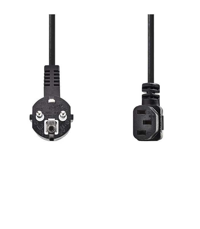 Cablu De Alimentare Schuko Tata Cotit Iec 320 C13 Cotit 10m 3x1mm2 Cupru Negru Nedis Cegl10020bk100