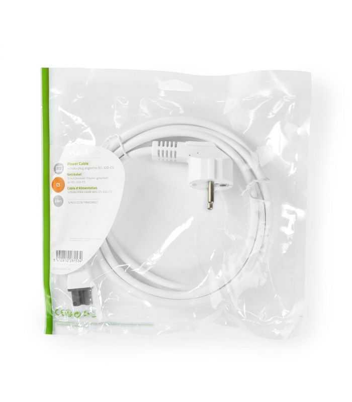 cablu de alimentare schuko tata cotit iec 320 c5 2m 3x075mm2 10a alb nedis 2