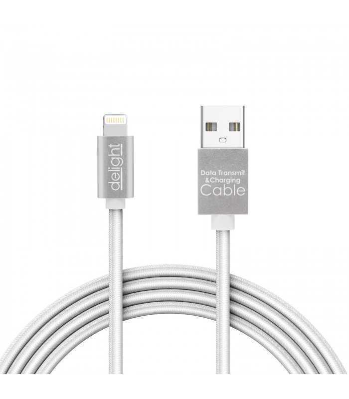 cablu de date iphone lightning 1m argintiu cu iluminare led rosu delight 1