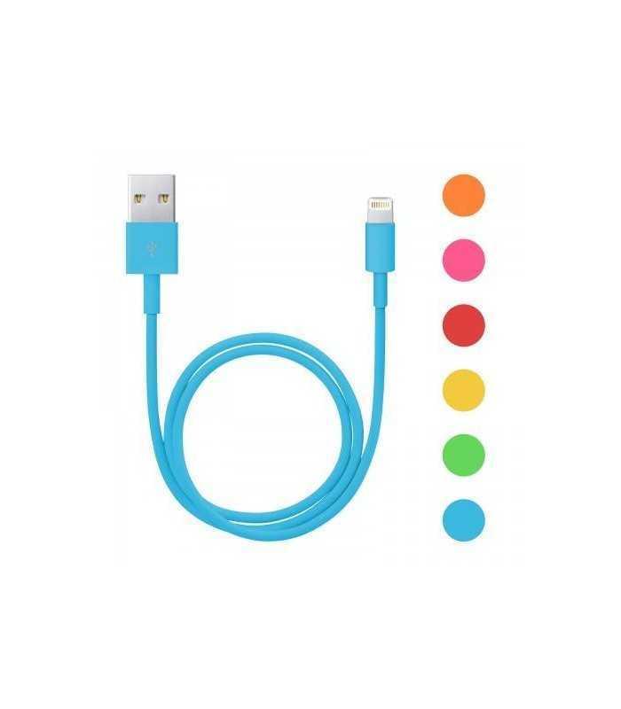 Cablu de date pentru iPhone 5 iPhone 6 invelis textil diferite culori 1m Delight