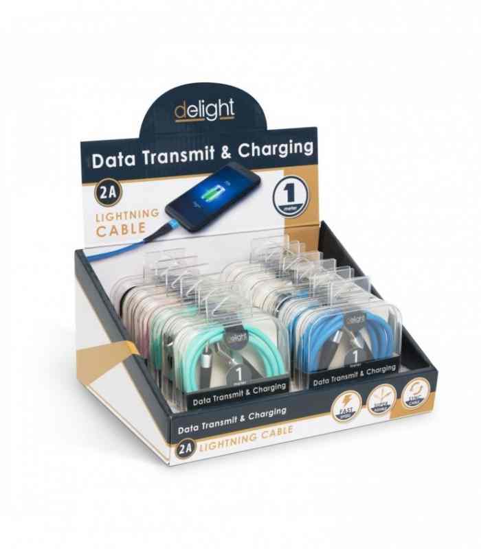 cablu de date si incarcare iphone lightning invelis siliconic 1m 2a delight 6