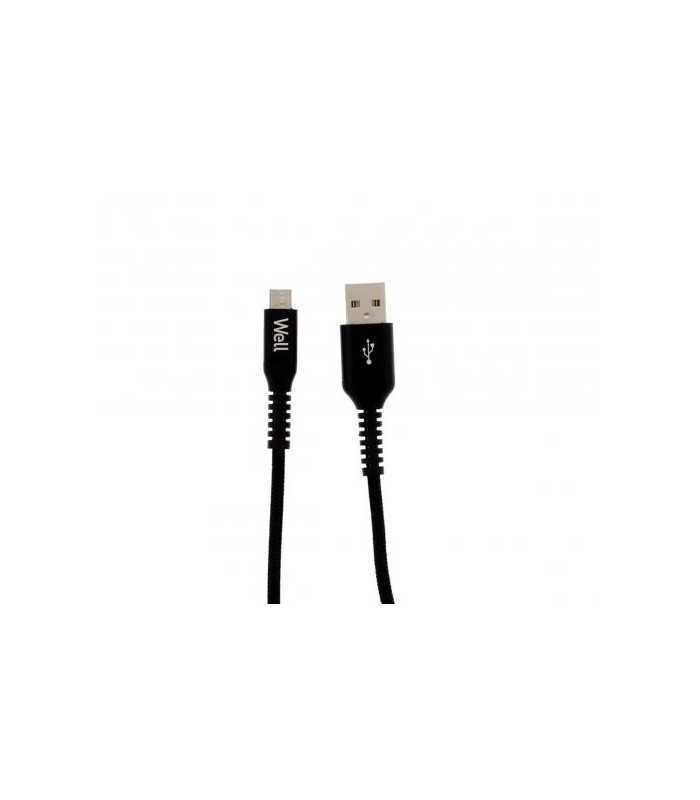 cablu de date si incarcare micro usb 21a 1m well negru 1