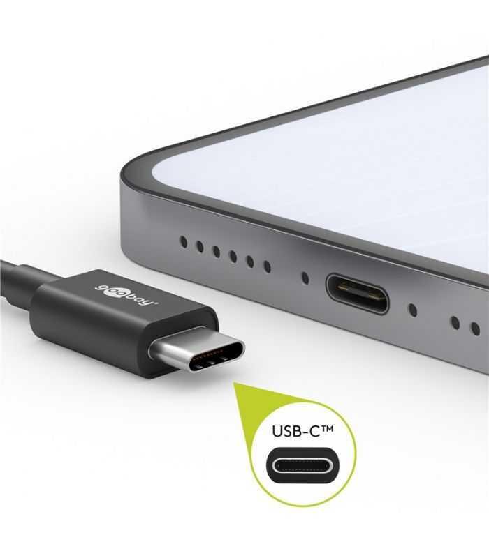 cablu de date si incarcare usb type c 1m 3a gri argintiu textil flexibil goobay 49296 5