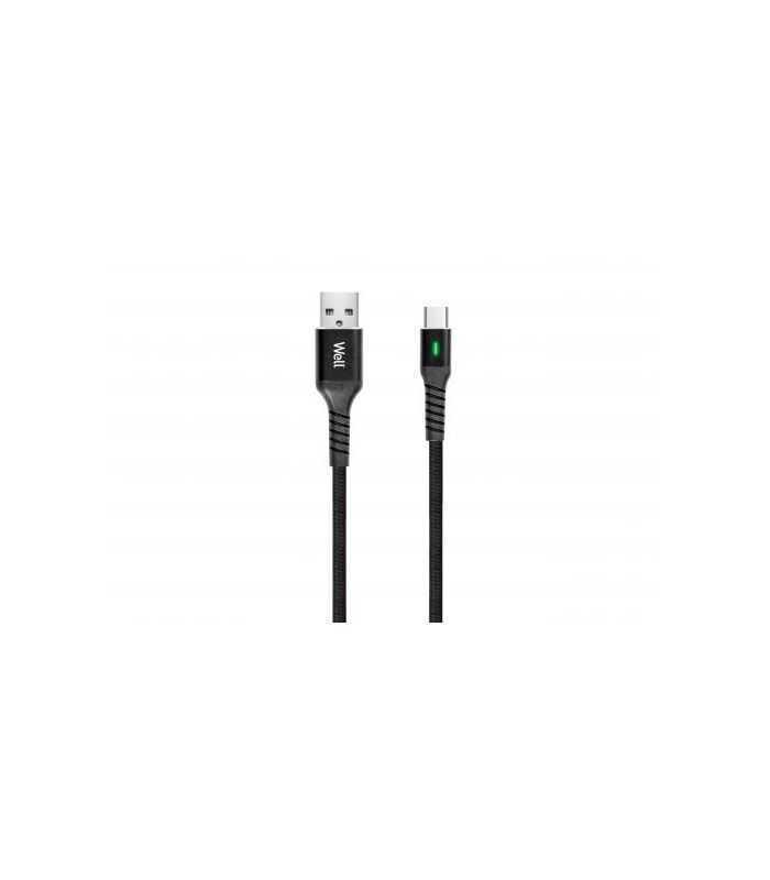 Cablu de date si incarcare USB Type C 1m Well indicator incarcare 3A negru