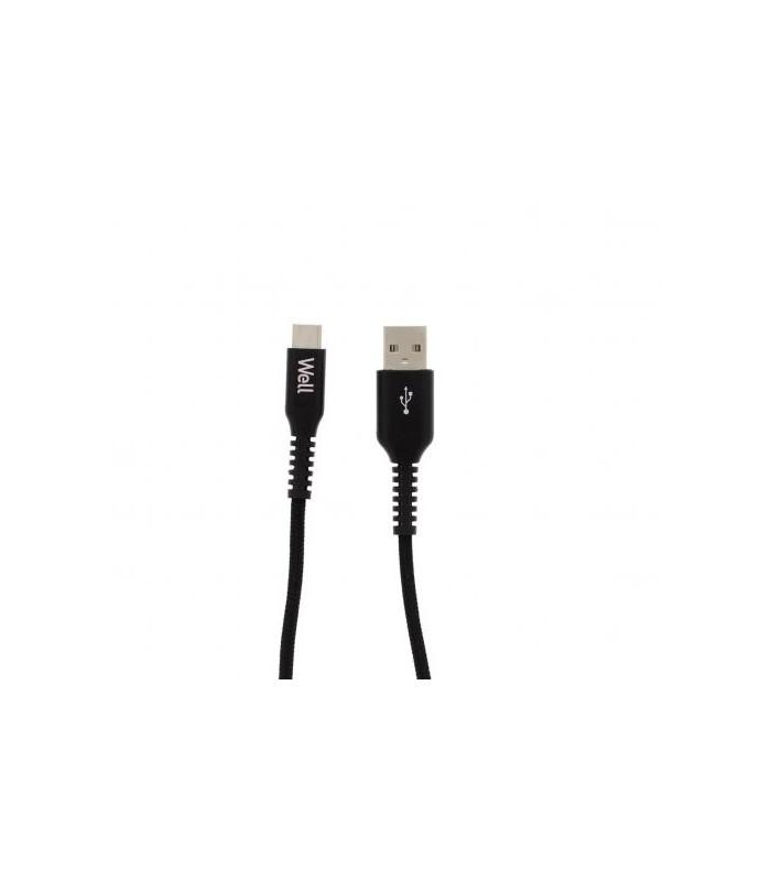 cablu de date si incarcare usb type c 3a 1m well negru 1