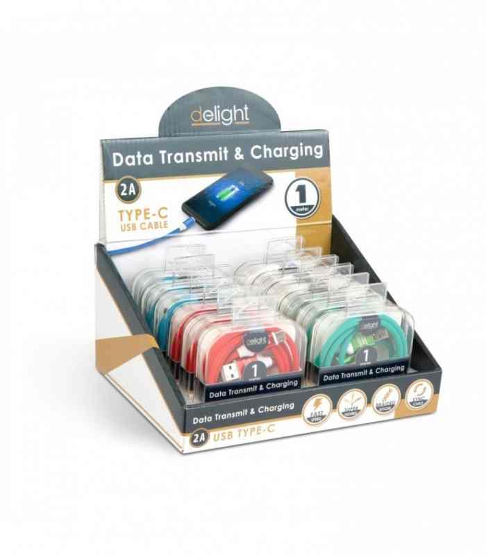 cablu de date si incarcare usb type c invelis siliconic 1m 21a delight 6