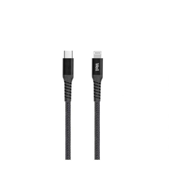 Cablu de date si incarcare USC TYPE C - iPhone Lightning 1m PD certificat MFI negru Well