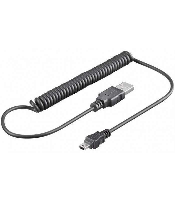 Cablu de date USB A tata- mini USB B tata spiralat 1m Goobay