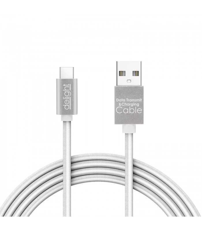 cablu de date usb type c 1m argintiu cu iluminare led rosu delight 1