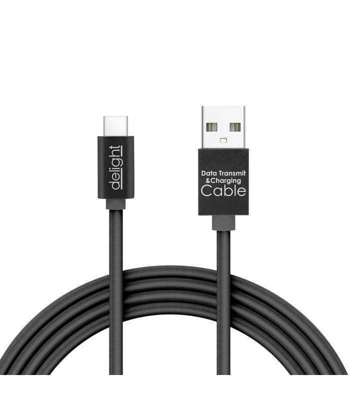 cablu de date usb type c 1m negru cu iluminare led rosu delight 1