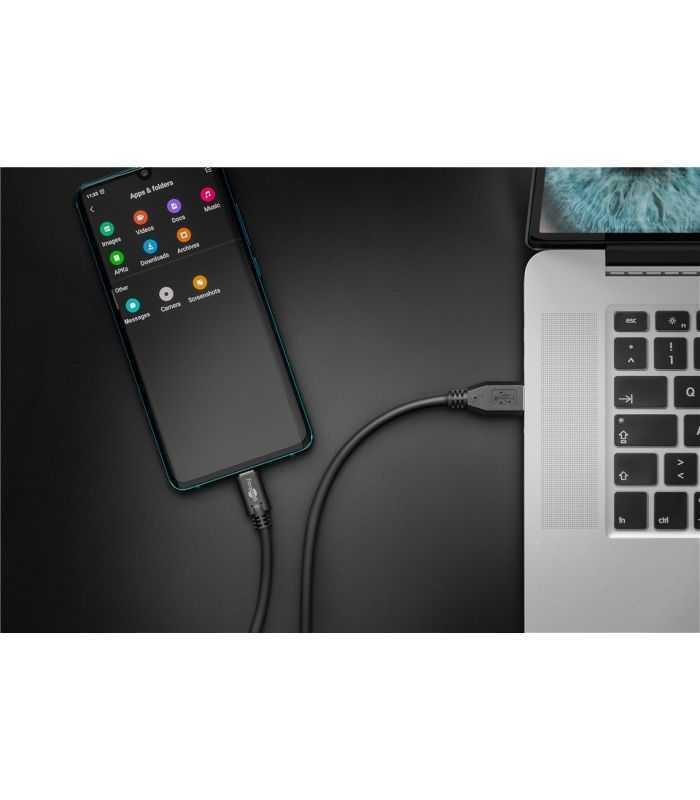 cablu de incarcare si sincronizare usb 30 usb type c 3m 3a 15w negru goobay 2