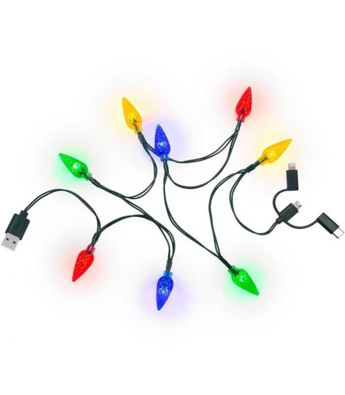 Cablu De Incarcare Usb Pentru Smartphone Cu Lumini Led Rgb Lightning Micro Usb Usb Type C 90cm Goobay 60339