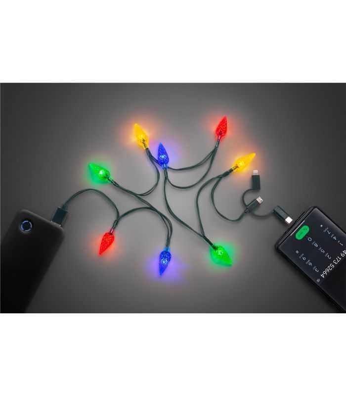 Cablu De Incarcare Usb Pentru Smartphone Cu Lumini Led Rgb Lightning Micro Usb Usb Type C 90cm Goobay 60339
