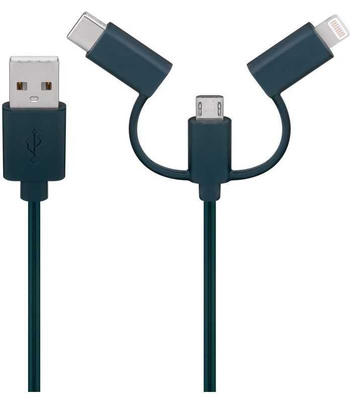 Cablu De Incarcare Usb Pentru Smartphone Cu Lumini Led Rgb Lightning Micro Usb Usb Type C 90cm Goobay 60339