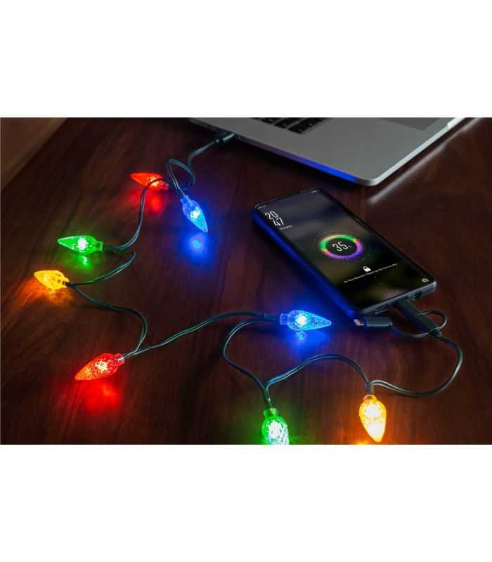 Cablu De Incarcare Usb Pentru Smartphone Cu Lumini Led Rgb Lightning Micro Usb Usb Type C 90cm Goobay 60339