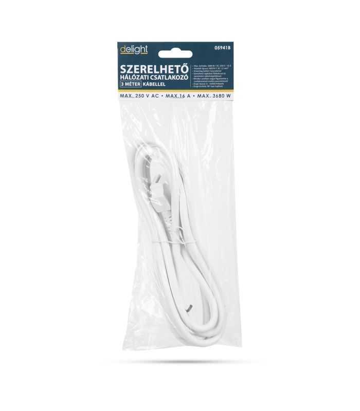 Cablu De Retea Montabil 3m 3x15mm2 Alb Cu Stecher Fire Libere Delight