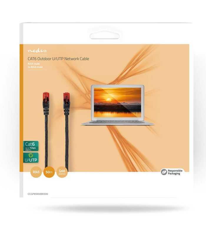 Cablu De Retea Utp Nedis Cat6 Patch Cord 50m 1gb Rj45 Rj45 Negru