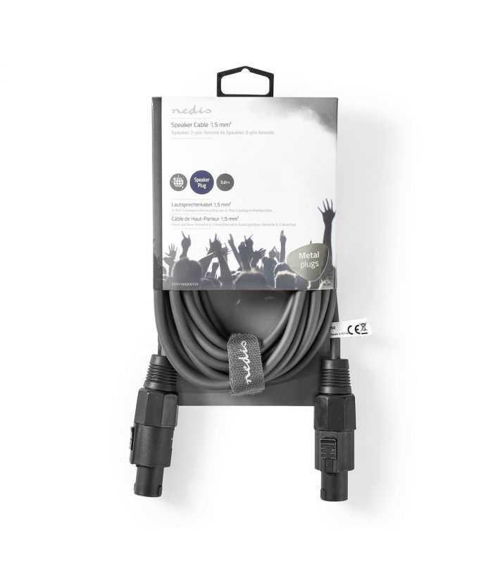 cablu difuzor 15mm speakon 2 pini mama 5m cupru gri nedis 2