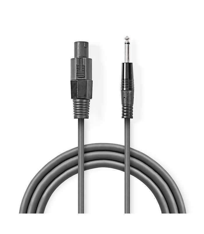 Cablu Difuzor 15mm Speakon 2 Pini Mama 635 Mm Tata 5m Gri Nedis