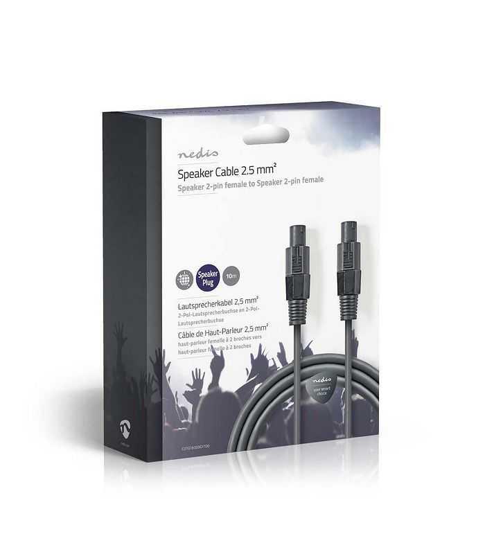 Cablu Difuzor 25mm Speakon 2 Pini Mama 10m Gri Nedis