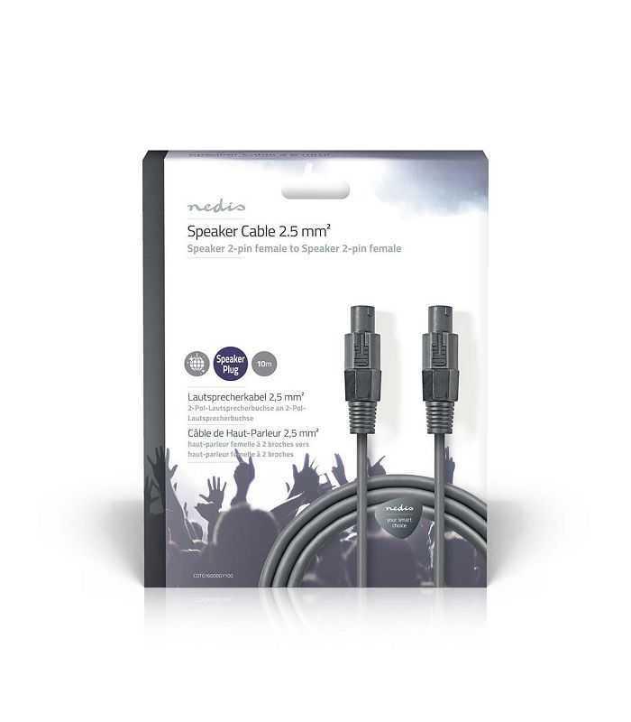 Cablu difuzor 2.5mm SPEAKON 2-pini mama 10m gri Nedis