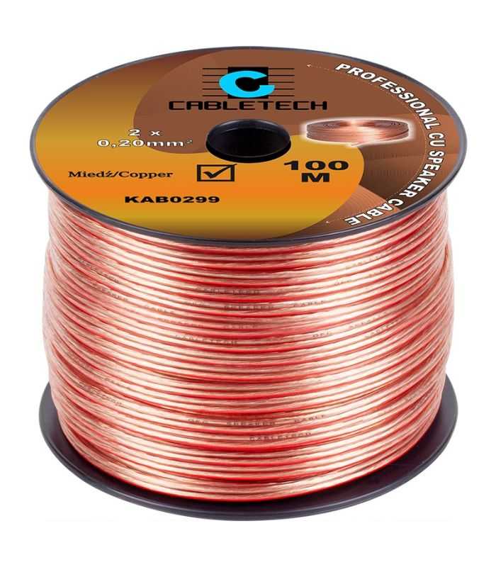 cablu difuzor 2x020mm cupru transparent 1m cabletech kab0299 2