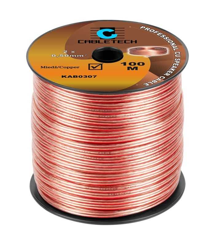 cablu difuzor 2x05mm cupru transparent 1m cabletech kab0307 2