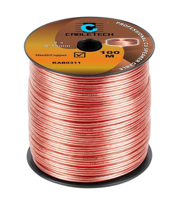 Cablu difuzor 2x0.75mm cupru transparent 1m Cabletech KAB0311