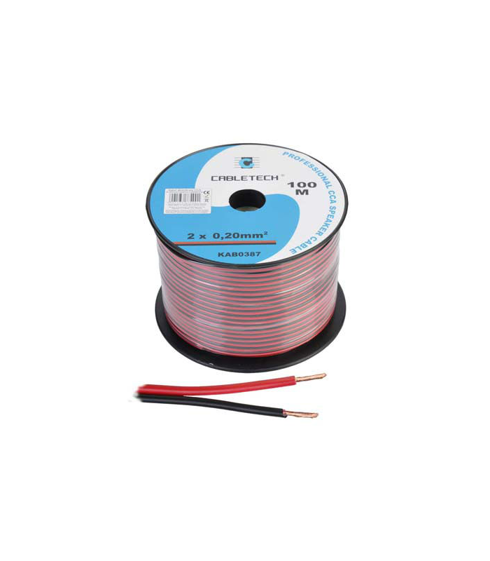 Cablu difuzor CCA 2x0.20mm rosu/negru 1m la rola Cabletech KAB0387