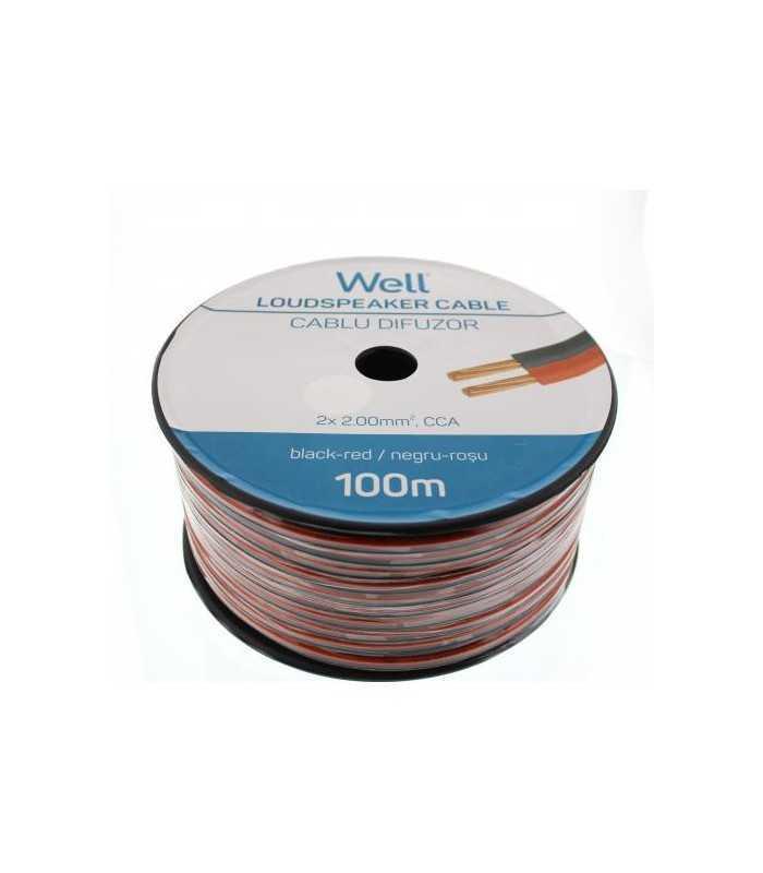 Cablu difuzor CCA rosu/negru 2x2mm Well LSP-CCA2.00BR-100-WL