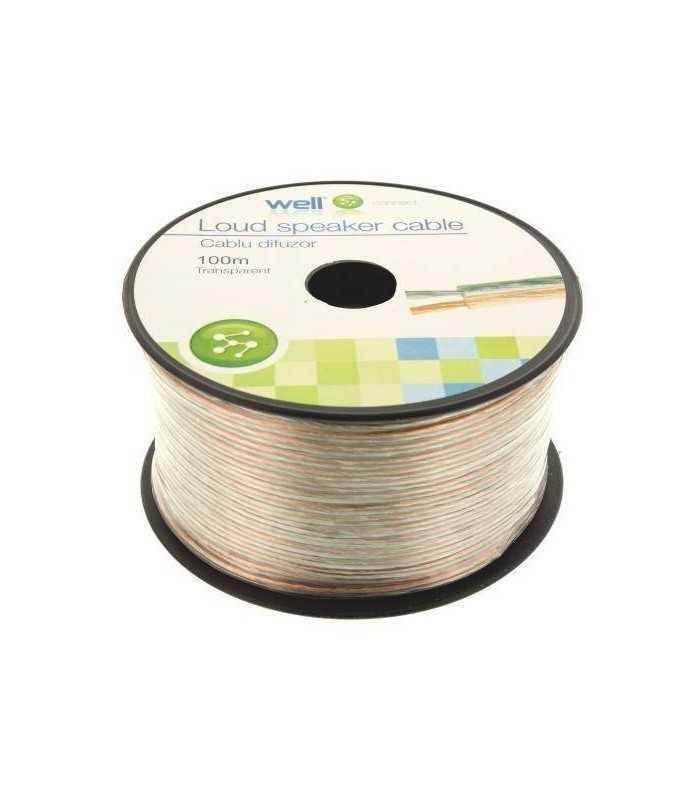 Cablu difuzor CCA transparent 2x0.50mm Well LSP-CCA0.50TT-100-WL