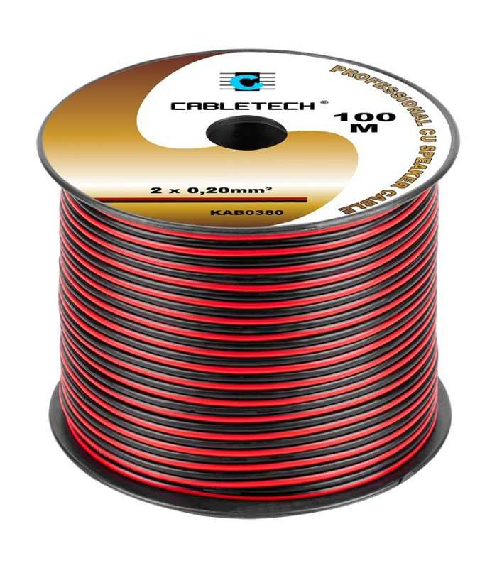 Cablu difuzor cupru 2x0.2mm rosu/negru Cabletech KAB0380