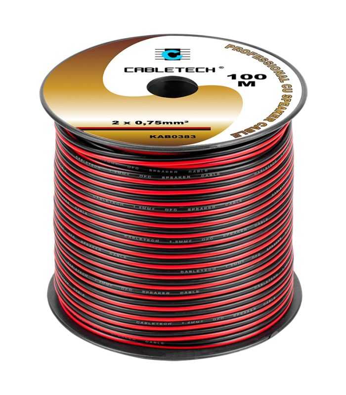 Cablu difuzor cupru 2x0.75mm rosu/negru Cabletech KAB0383