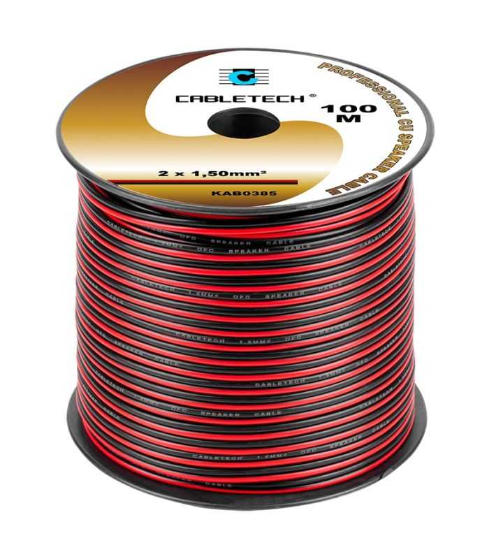 cablu difuzor cupru 2x15mm rosu negru cabletech kab0385 2