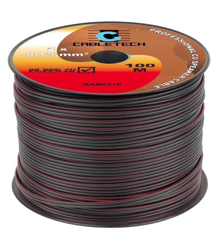 cablu difuzor negru 2x075mm cupru 1m cabletech kab0310 2