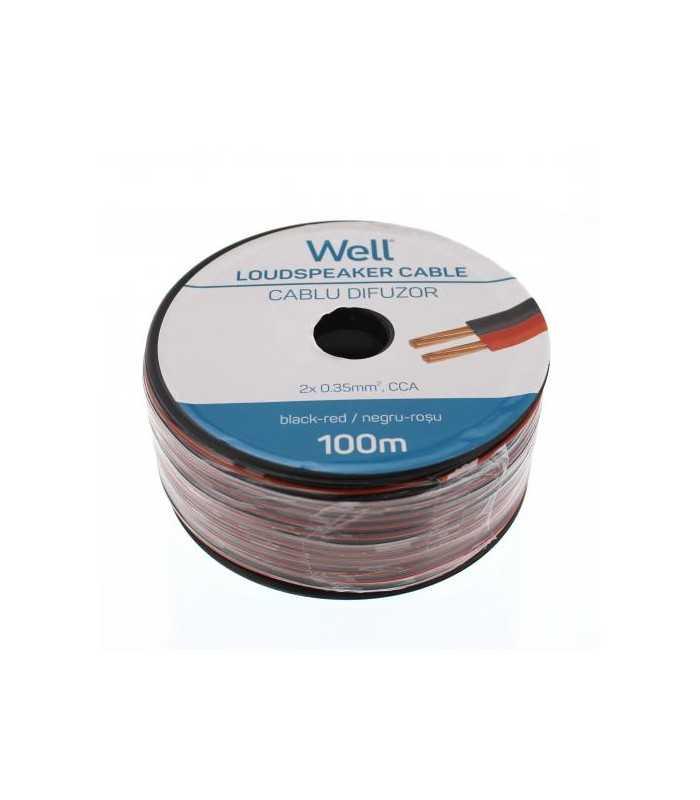 Cablu difuzor rosu/negru 2x0.35mm CCA Well LSP-CCA0.35BR-100-WL
