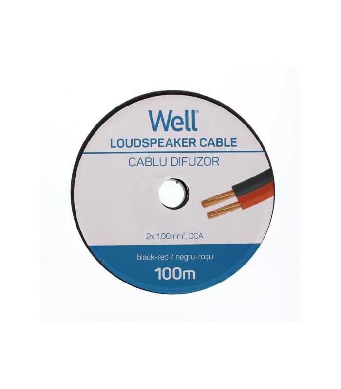 Cablu Difuzor Rosu Negru 2x1 Mmp Cca Well Lsp Cca100br 100 Wl