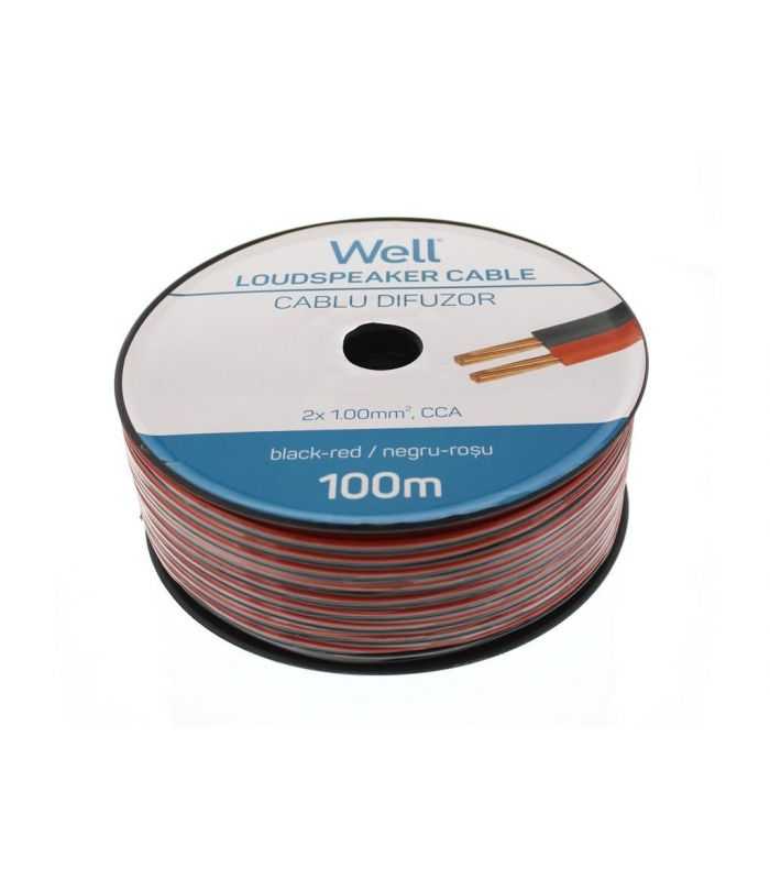 Cablu difuzor rosu/negru 2x1 mmp CCA Well LSP-CCA1.00BR-100-WL