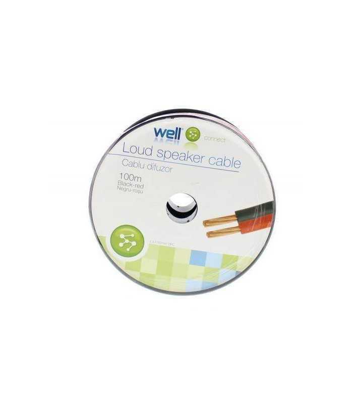 cablu difuzor rosu negru ofc cupru 2x050mm well lsp ofc050br 100 wl 1