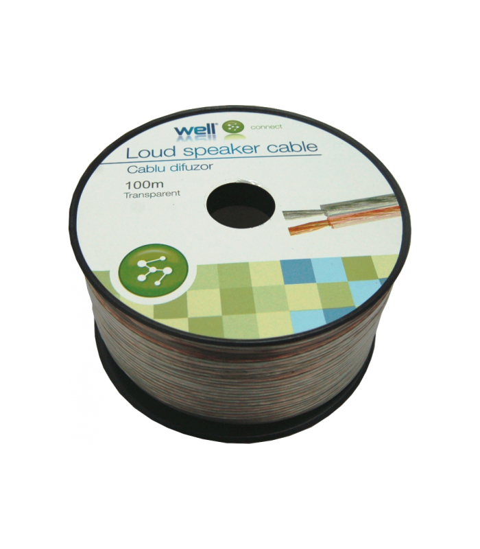 Cablu difuzor transparent 2x0.35mm CCA Well LSP-CCA0.35TT-100-WL