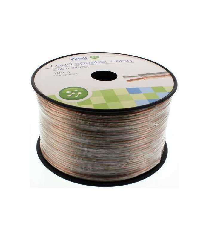 Cablu difuzor transparent 2x0.75mm CCA Well LSP-CCA0.75TT-100-WL