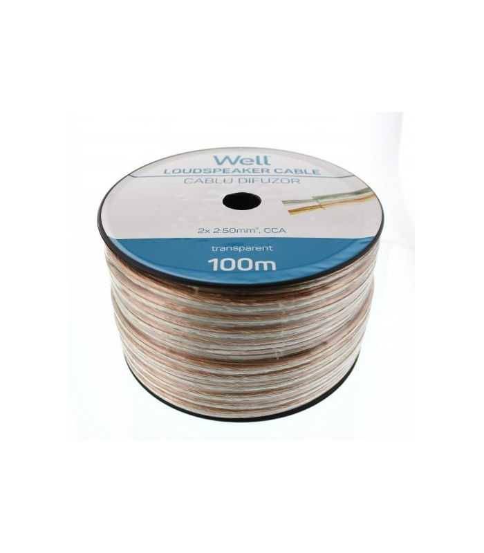 Cablu difuzor transparent CCA 2x2.5 mm Well LSP-CCA2.50TT-100-WL
