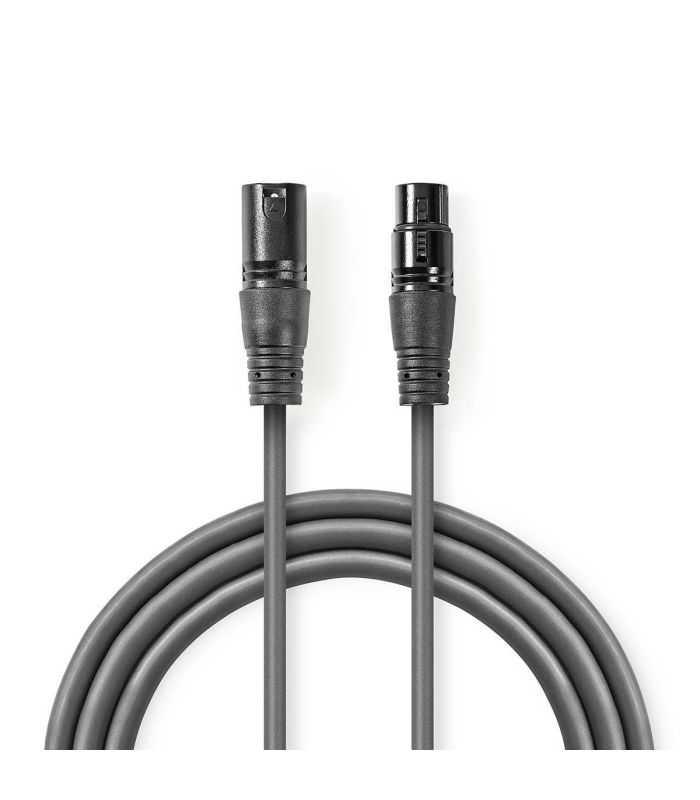 Cablu Digital DMX Premium Nedis Stereo XLR 3-pini tata - XLR 3-pini mama 110Ohm 0.5m gri COTH15012GY05