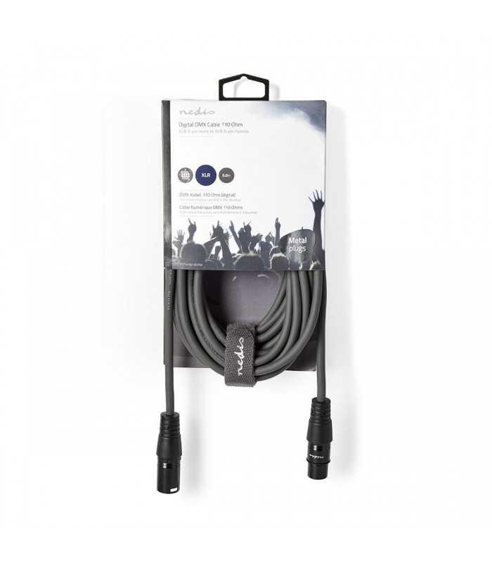 Cablu digital XLR 3 Pini tata - XLR 3 Pini mama 5m gri Nedis