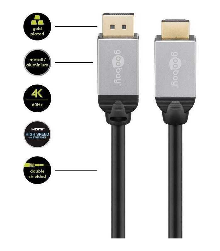 cablu displayport v12 hdmi v20 5m 3d ultra hd 4k 50 60hz 2160p goobay plus 1