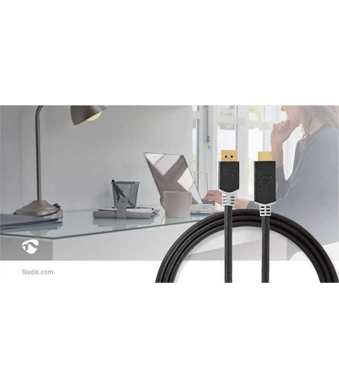 Cablu Displayport V14 Hdmi 4k 60hz 2m Aurit Antracit Nedis