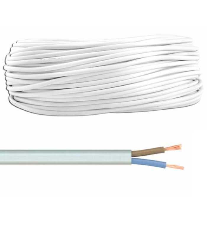 Cablu Electric Bifilar Dublu Izolat Cupru 2x15mm2 Plat Alb Myyup H03vvh2 F 2x15